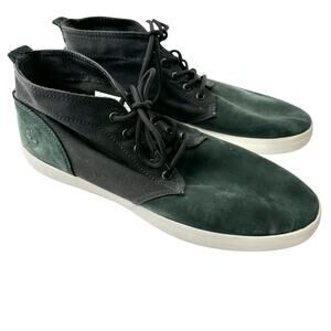 Timberland Newport Bay black canvas dark green suede men’s 10.5 chukka sneakers